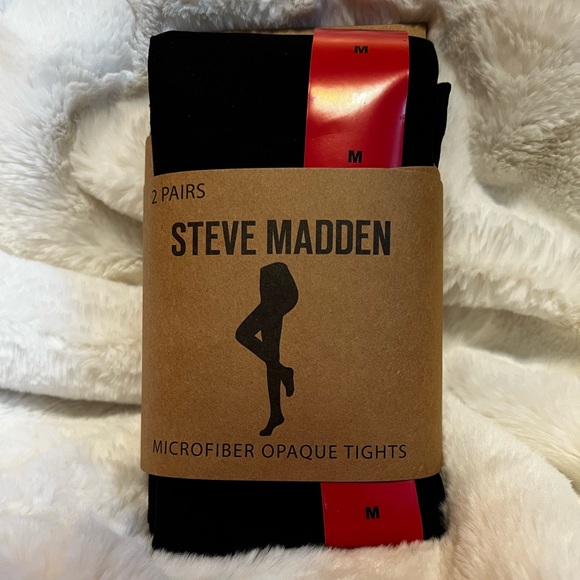 NWT Steve Madden Microfiber Opaque Tights 2 Pairs - Picture 3 of 7